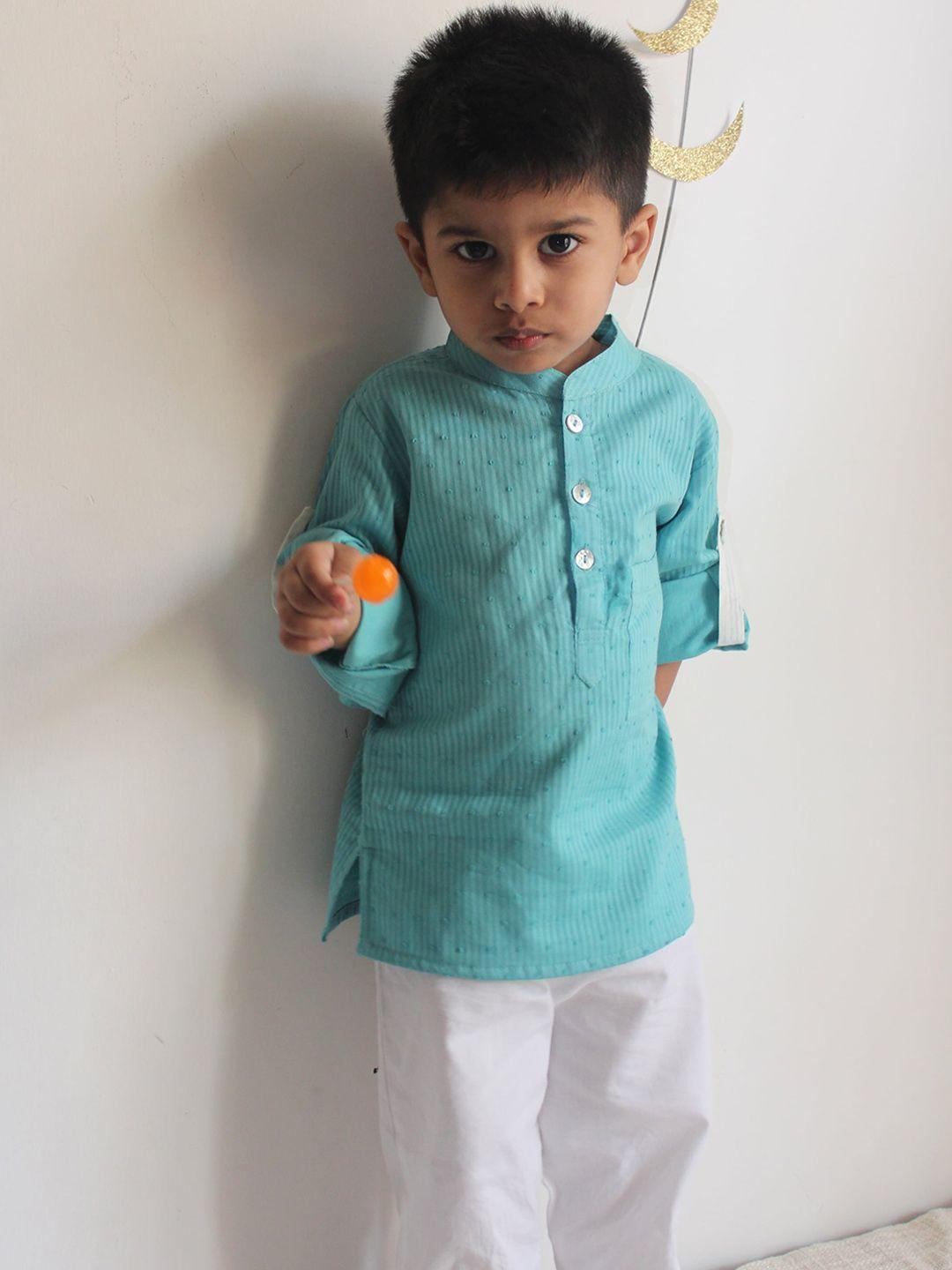 charkhee boys striped self design pure cotton kurta with pyjamas