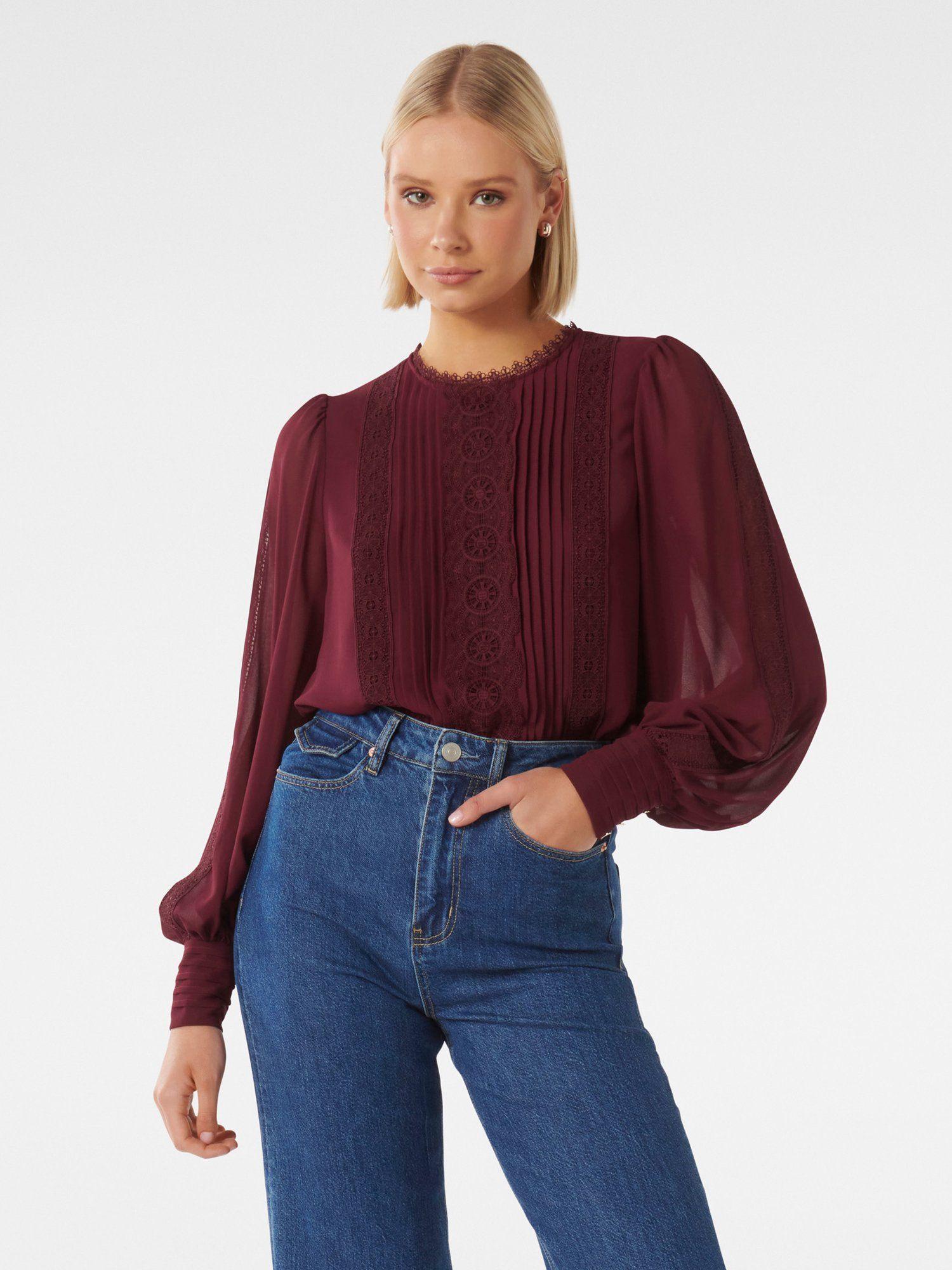 charlee lace trim blouse