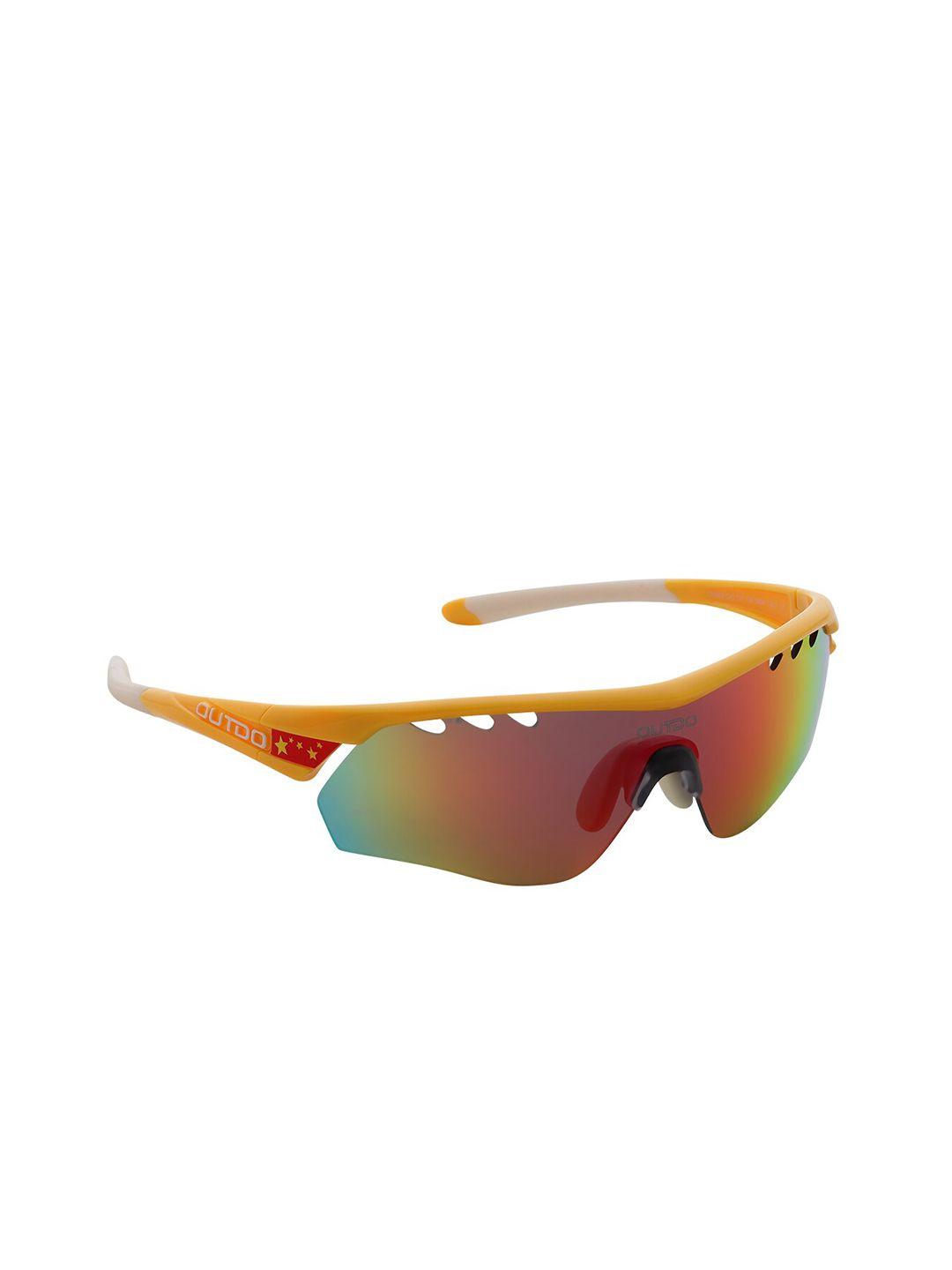 charles london men orange lens & yellow sports sunglasses with uv protected lens