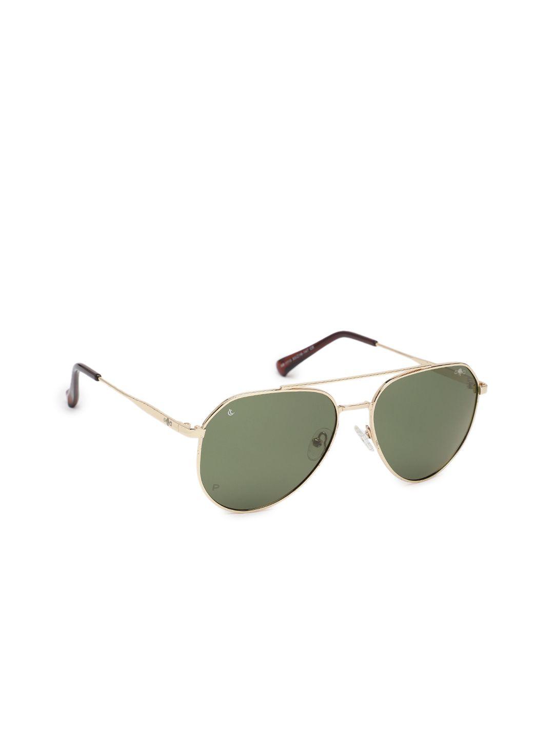 charles london unisex green lens & gold-toned aviator sunglasses with uv protected lens