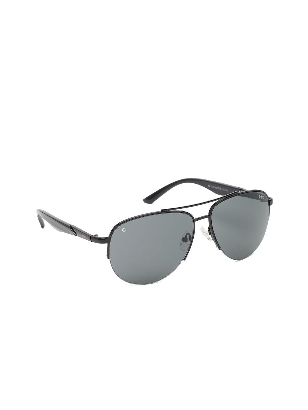 charles london unisex grey lens & black aviator sunglasses with uv protected lens