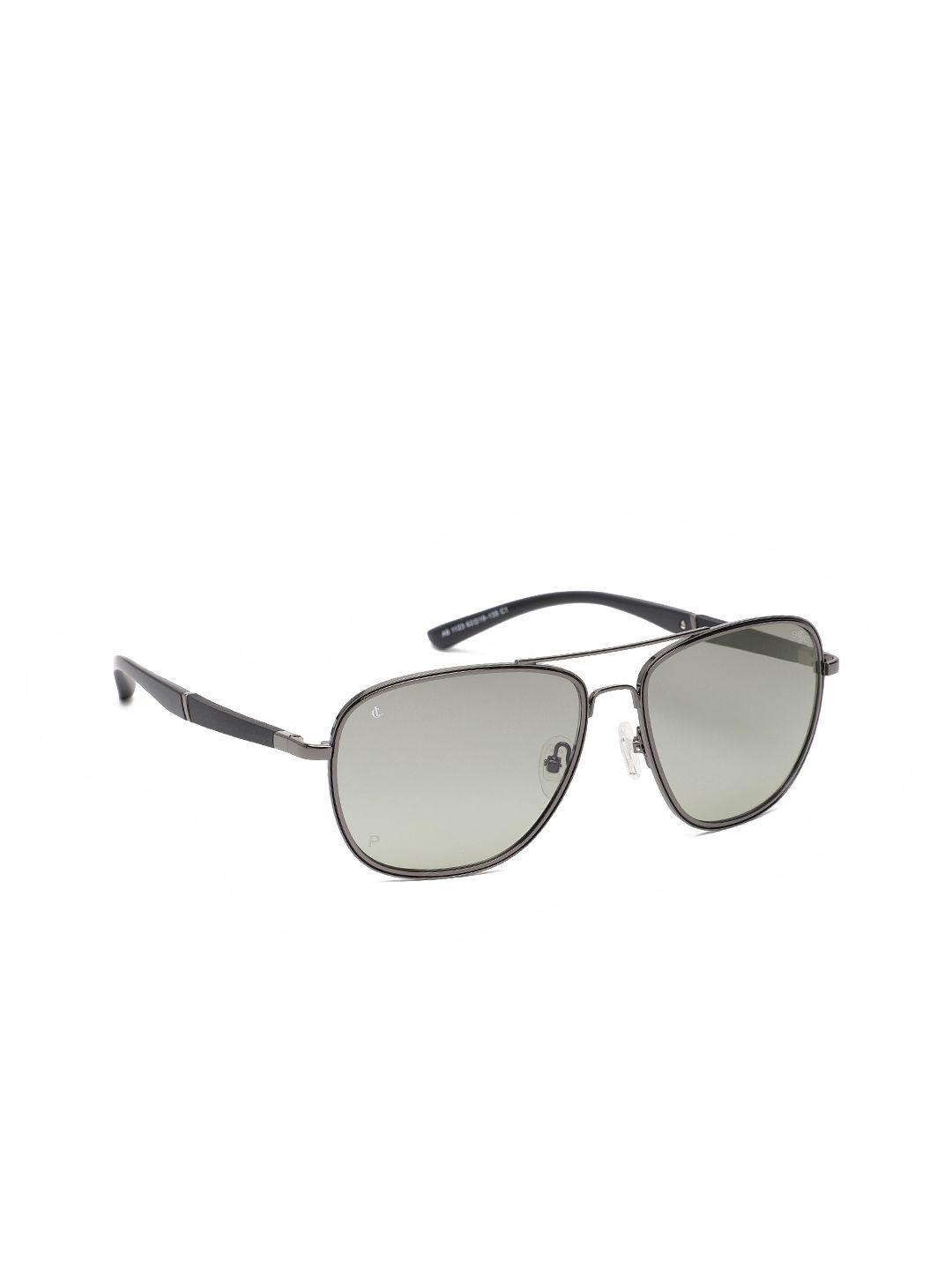 charles london unisex grey lens & gunmetal-toned aviator sunglasses ab 1123 c1 58 s