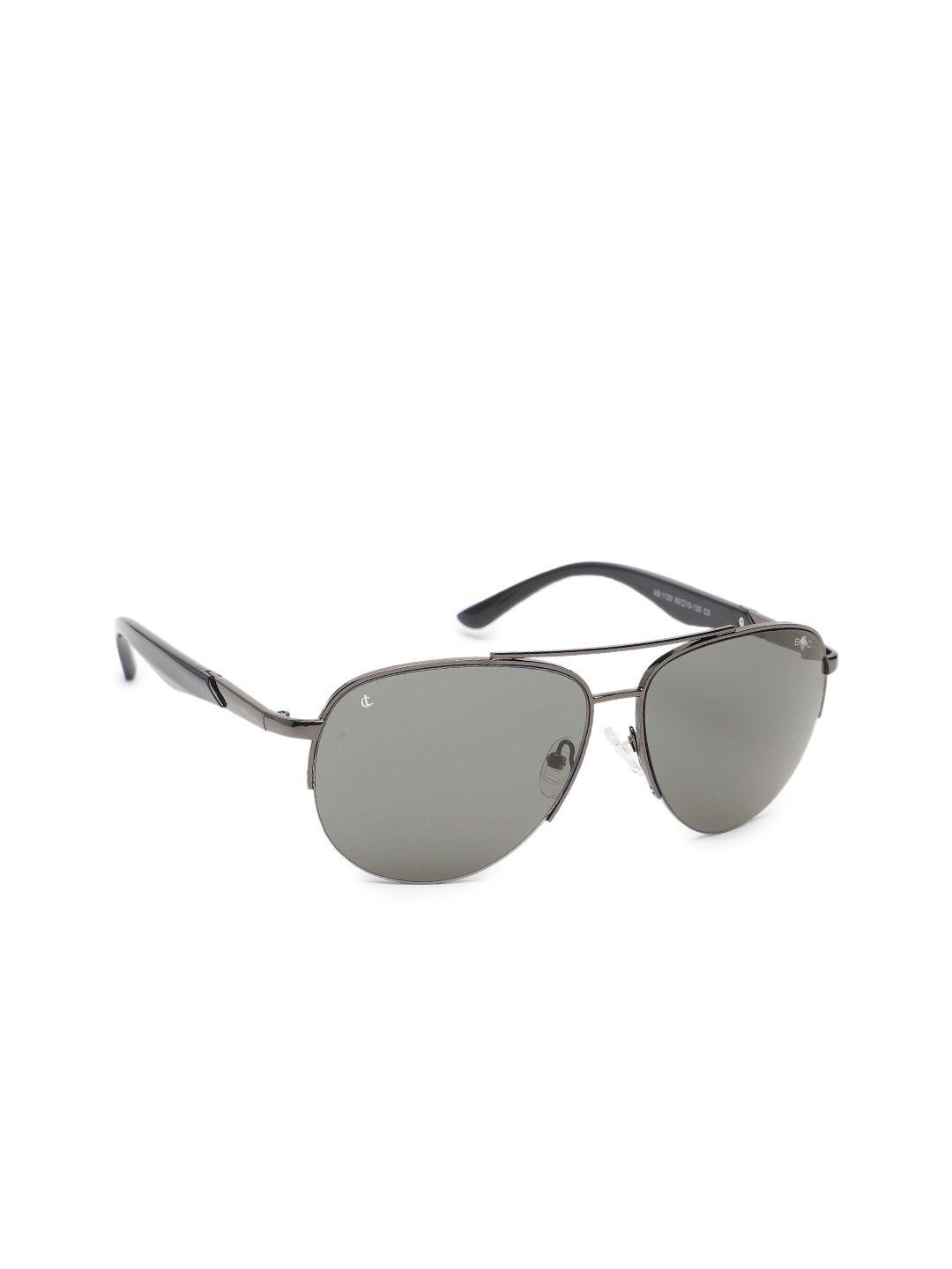 charles london unisex grey lens & gunmetal-toned aviator sunglasses with uv protected lens