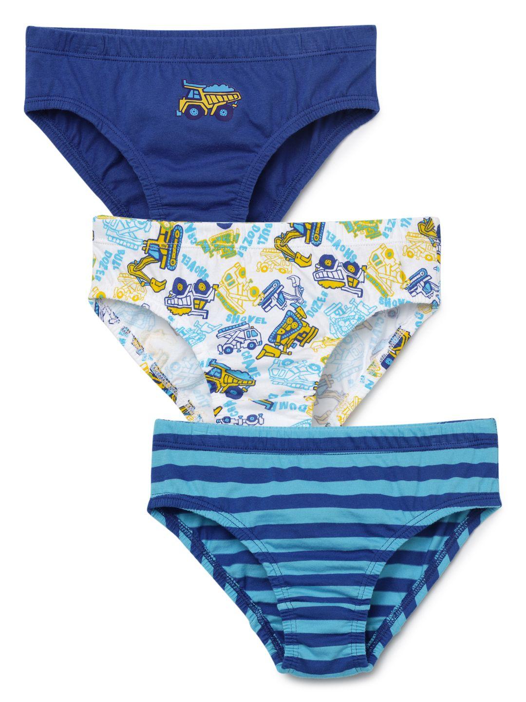 charm n cherish boys pack of 3 printed pure cotton hipster briefs- bwbri35