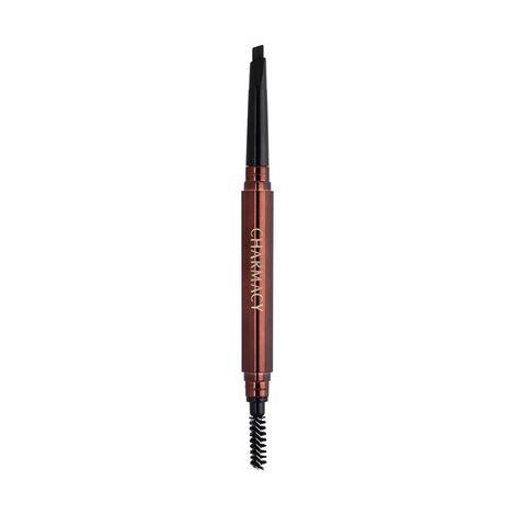 charmacy milano intense eyebrow filler (black) - 0.3g, natural brows, built in spoolie brush, dual function, sweat resistant, triangular pencil tip, eyebrow expert, vegan, cruelty free, non-toxic