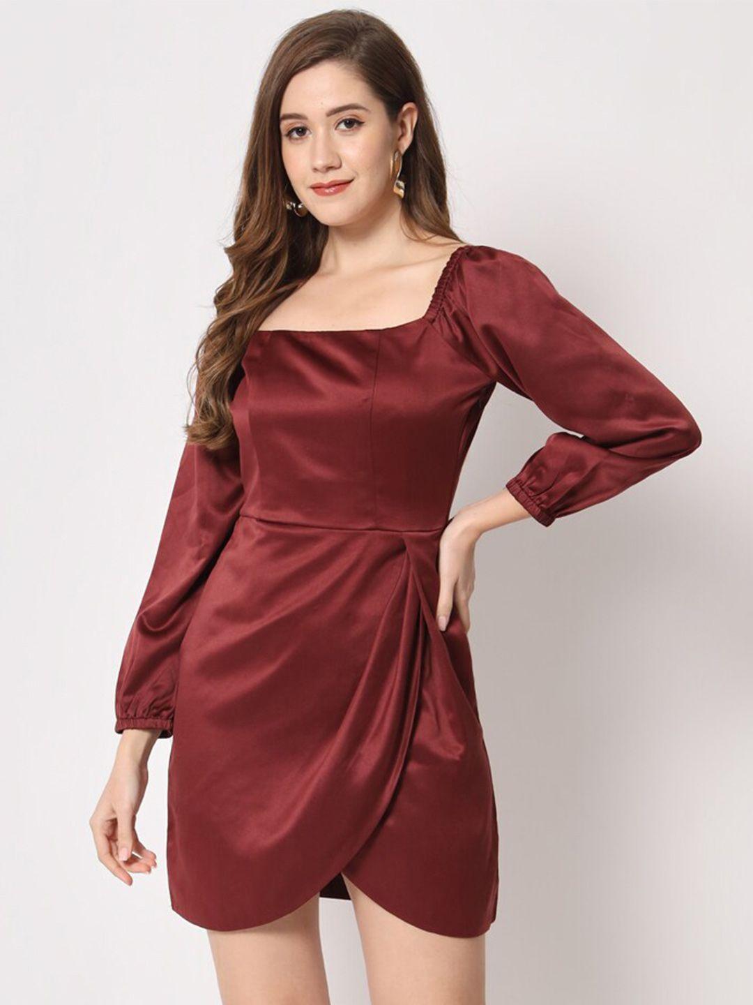 charmgal maroon satin sheath dress