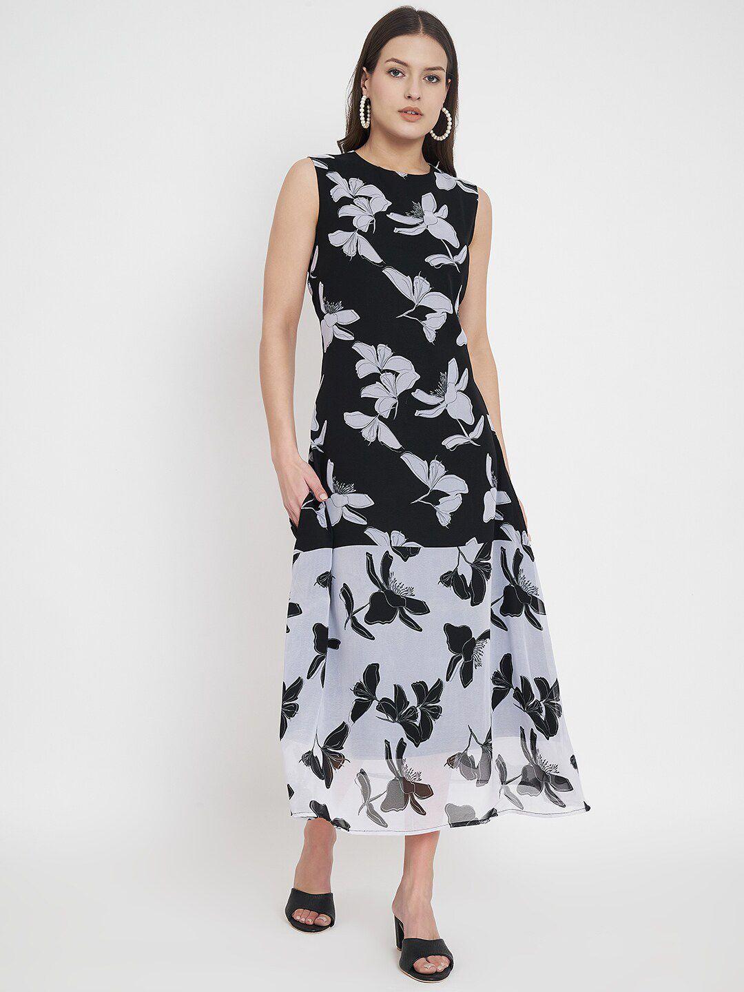 charmgal print georgette a-line midi dress