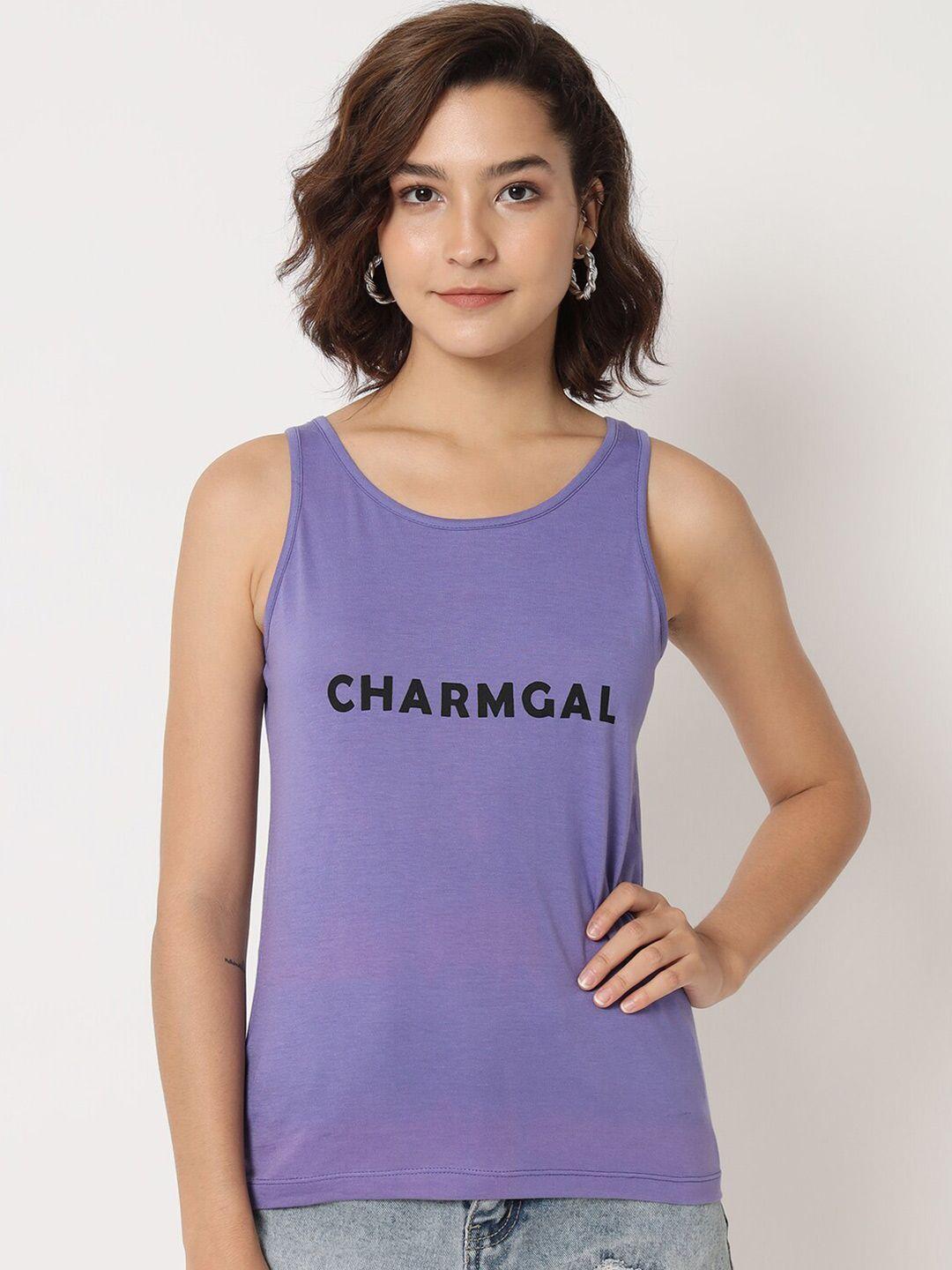 charmgal purple print cotton tank top