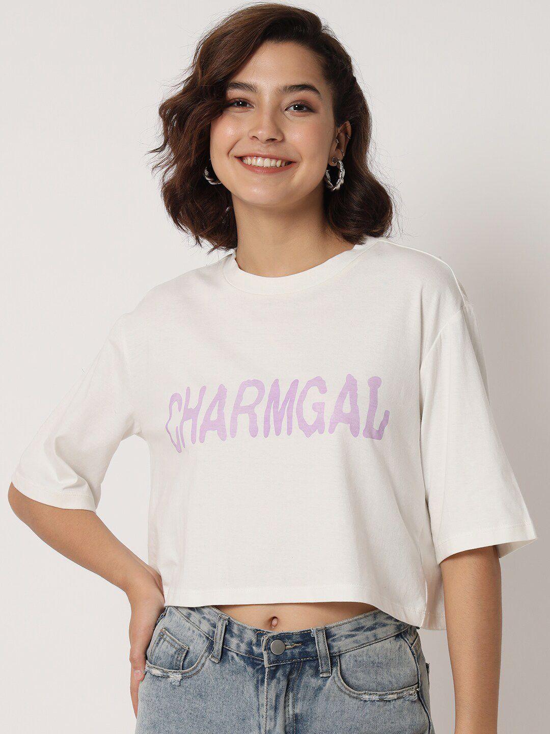 charmgal typography printed boxy fit crop t-shirt