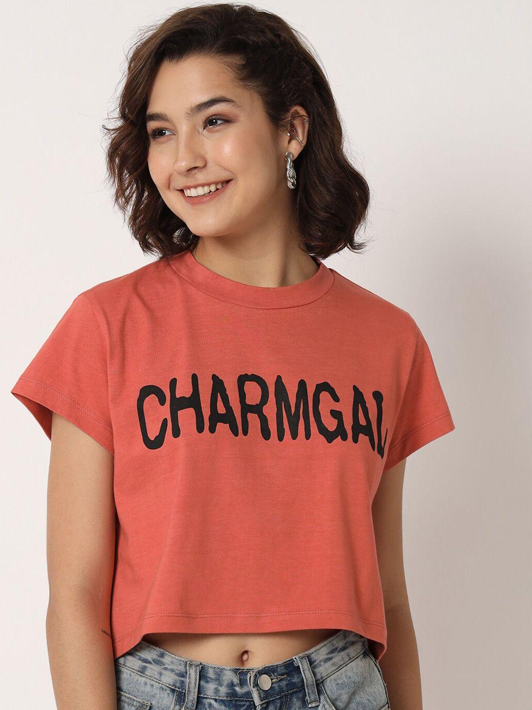 charmgal typography printed boxy fit crop t-shirt