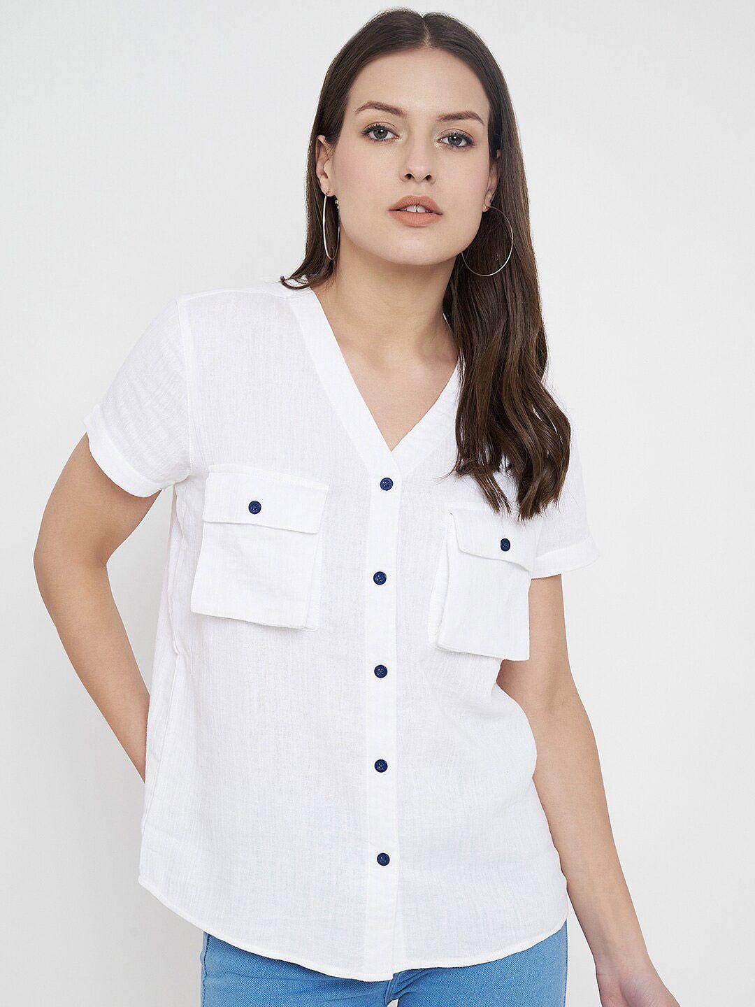 charmgal v-neck cotton shirt style top