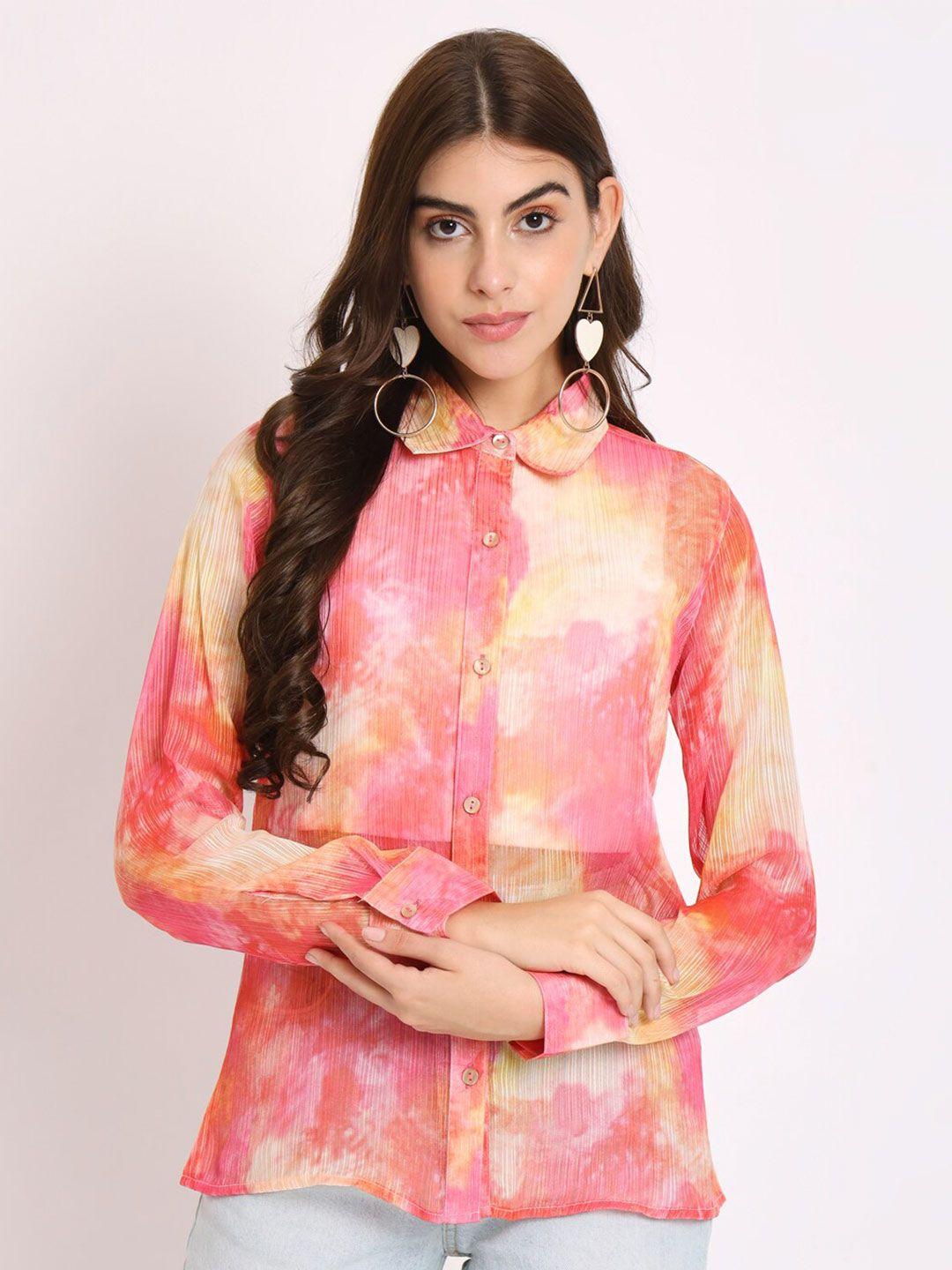 charmgal women multicoloured classic opaque printed casual shirt