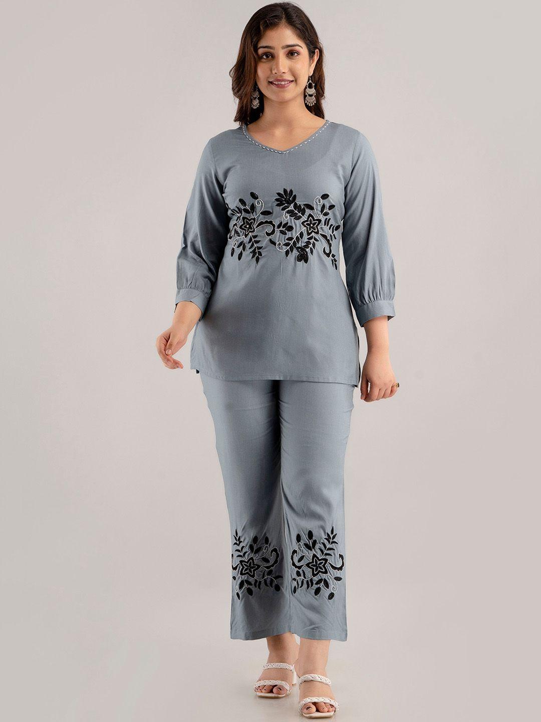 charu embellished v-neck top with trousers