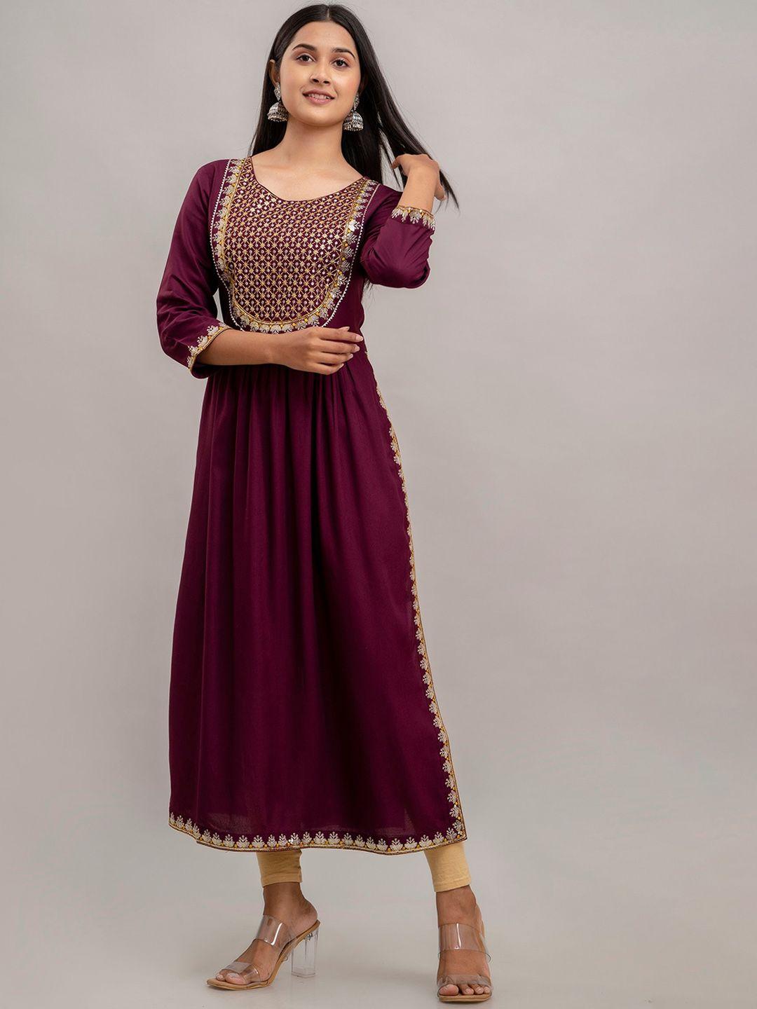 charu embroidered sequinned a-line kurta