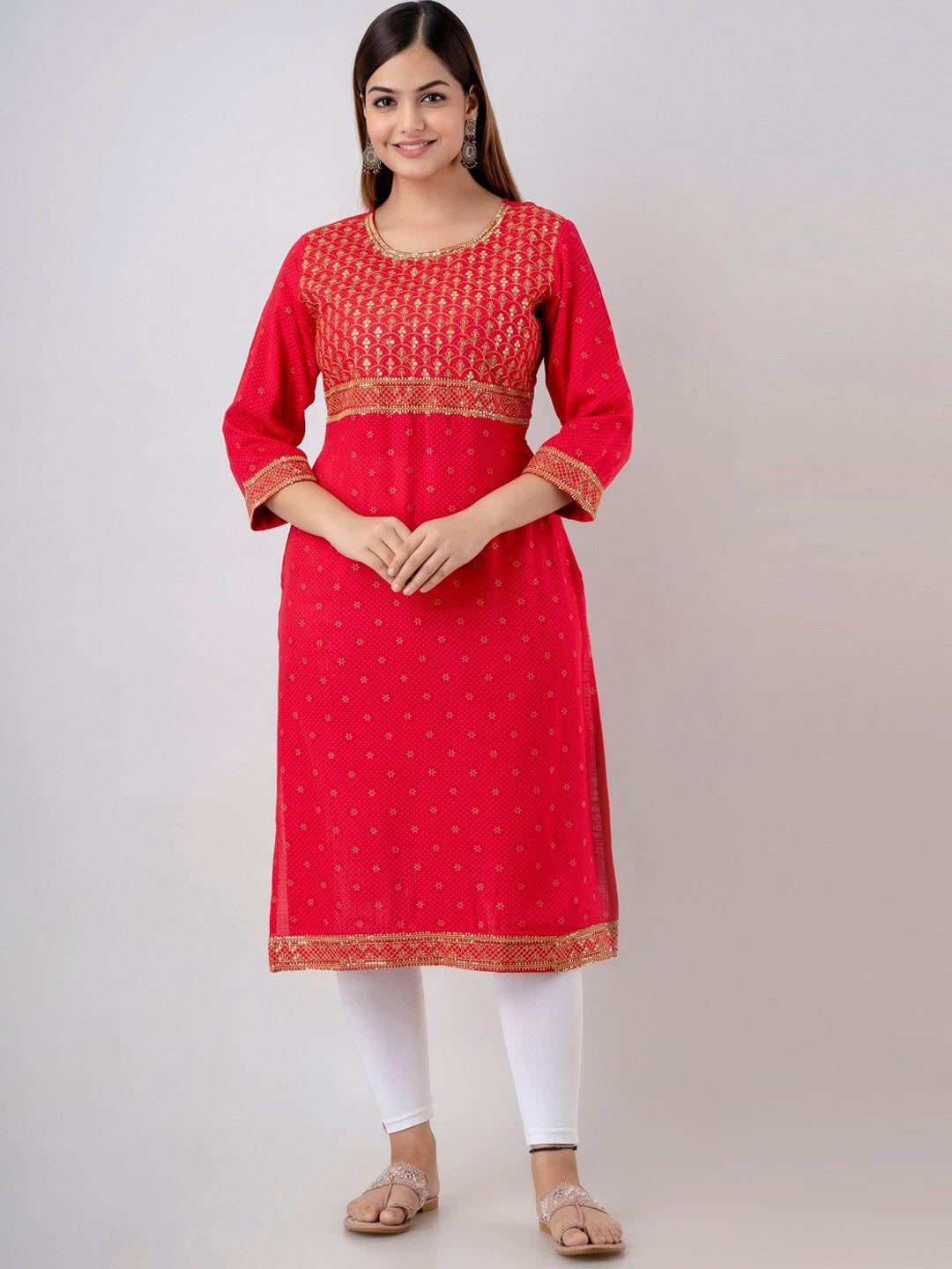 charu ethnic motifs embroidered sequined kurta