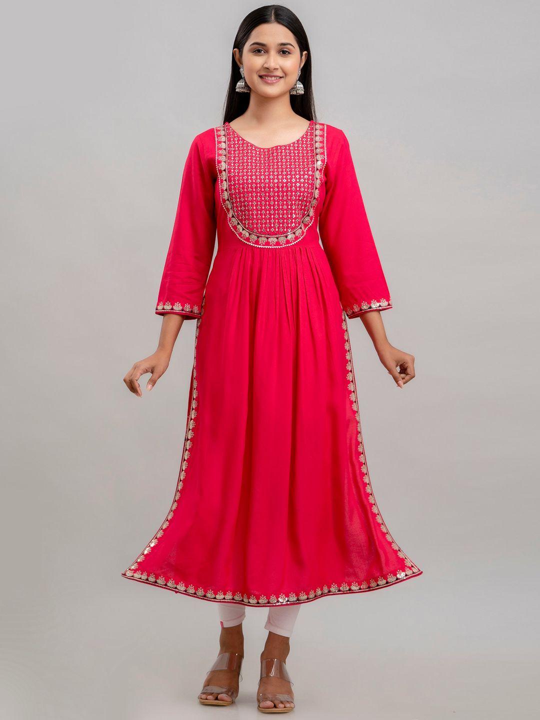 charu ethnic motifs embroidered sequinned high slit kurta