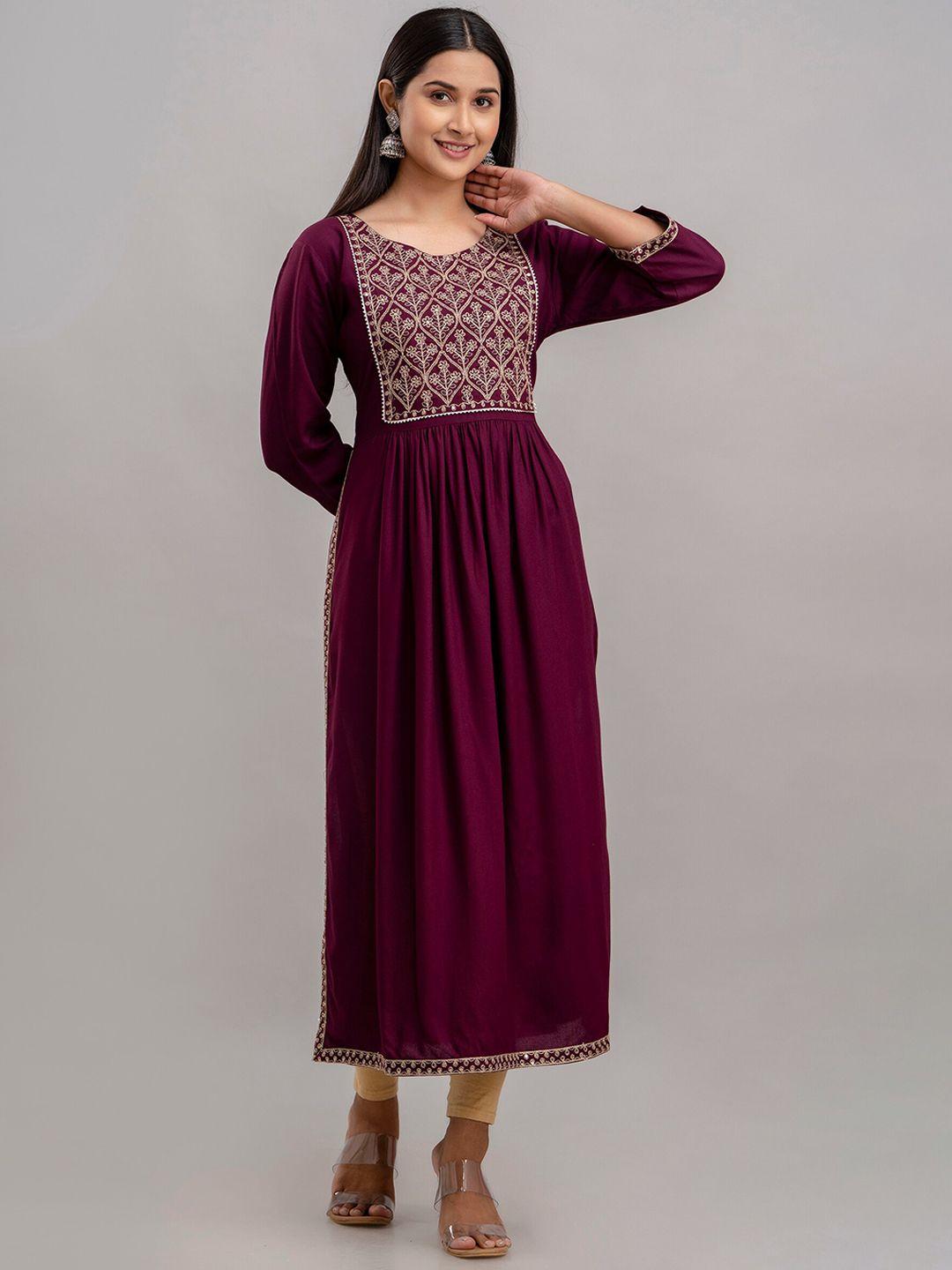 charu ethnic motifs embroidered sequinned high slit kurta