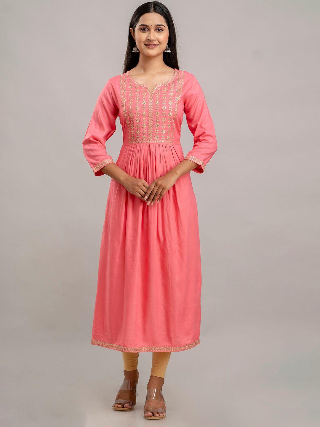 charu ethnic motifs embroidered sequinned high slit kurta