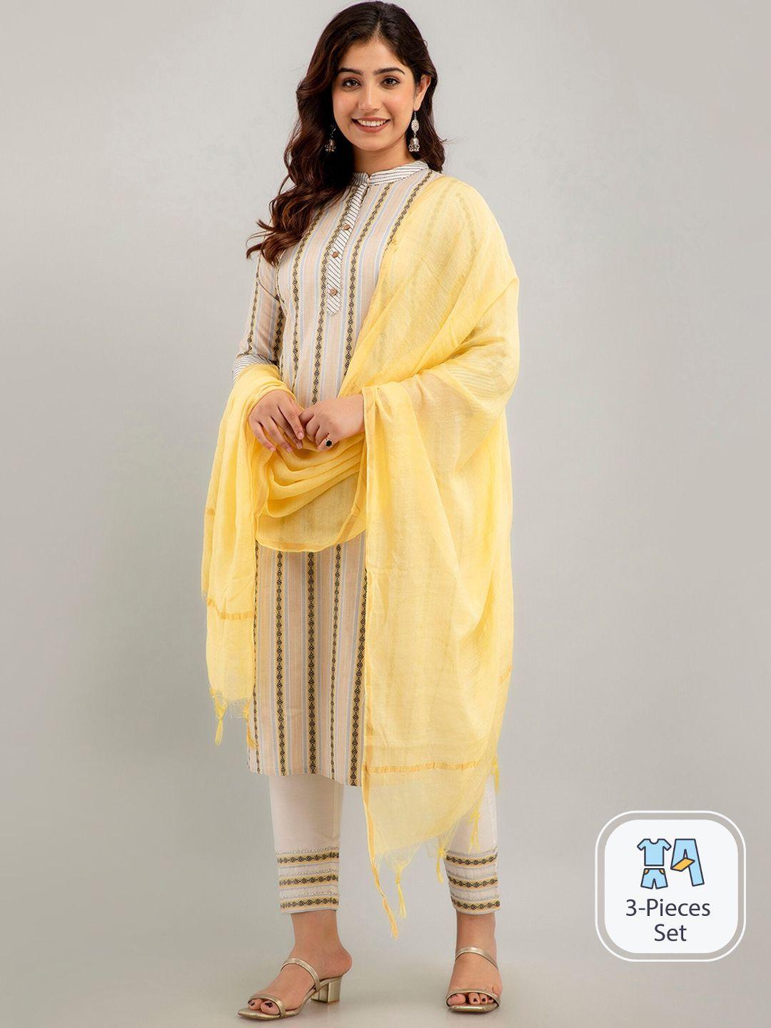 charu striped woven design gotta patti kurta with trousers & dupatta