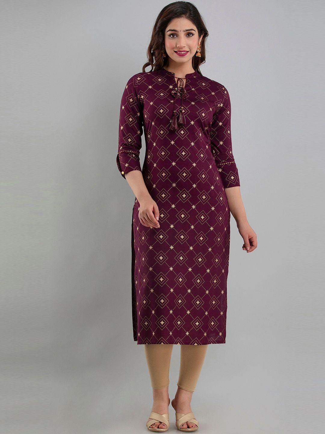 charu women violet geometric kurta