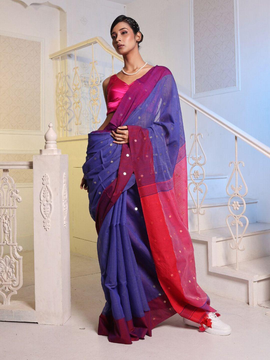 charukriti blue & red embellished saree