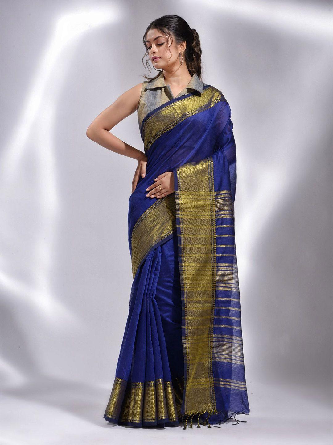 charukriti blue woven design saree