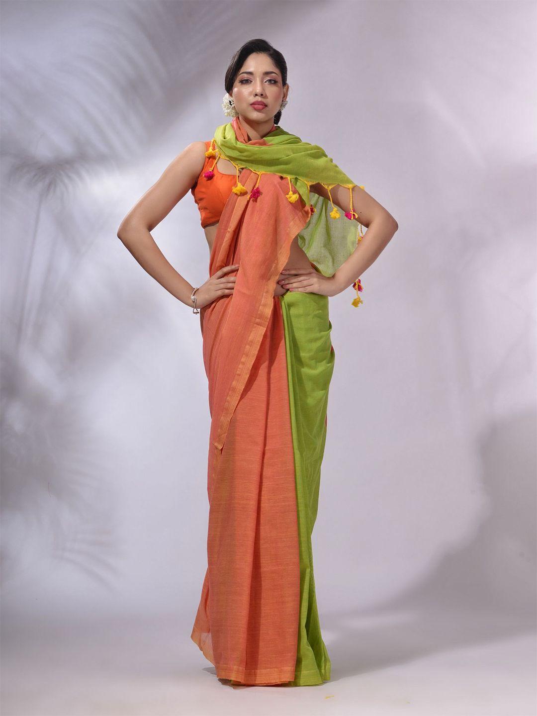 charukriti colourblocked pure cotton saree