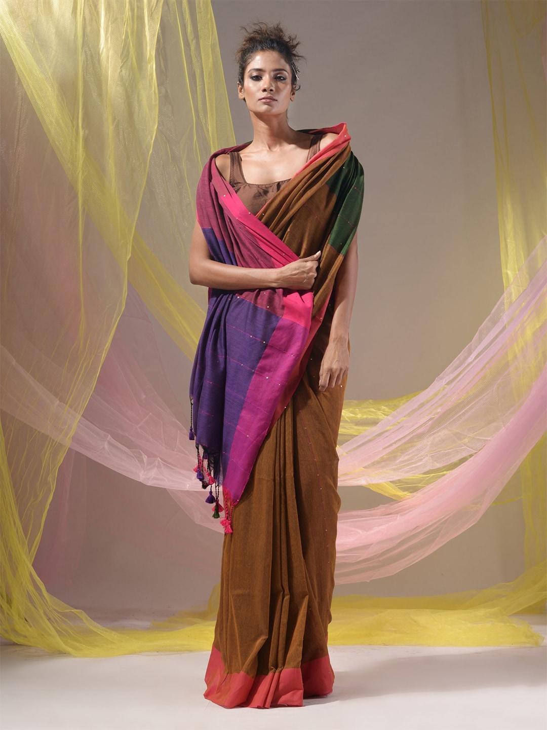 charukriti embellished pure cotton saree