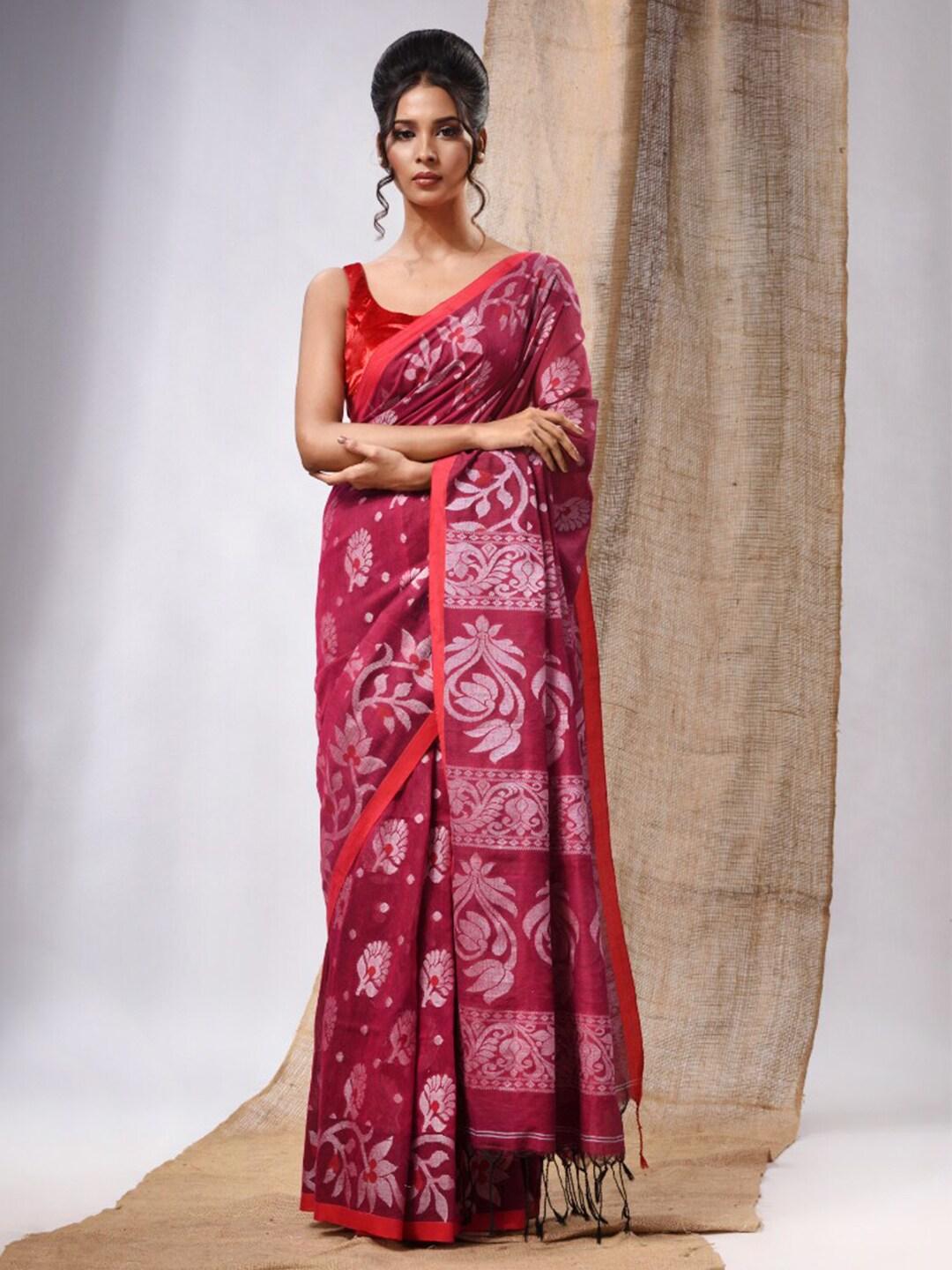 charukriti ethnic motifs woven design zari pure cotton saree