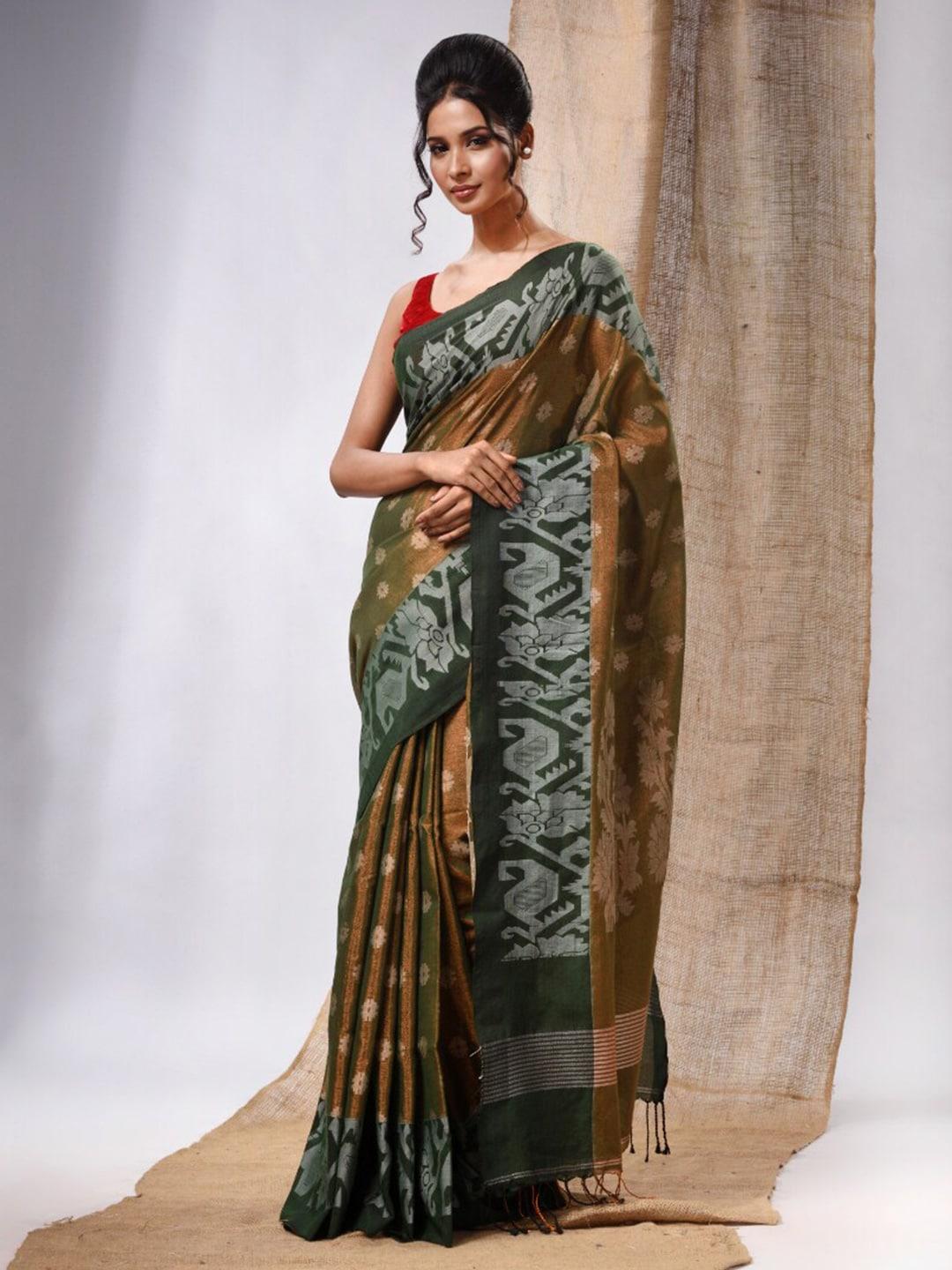 charukriti ethnic motifs woven design zari tissue saree