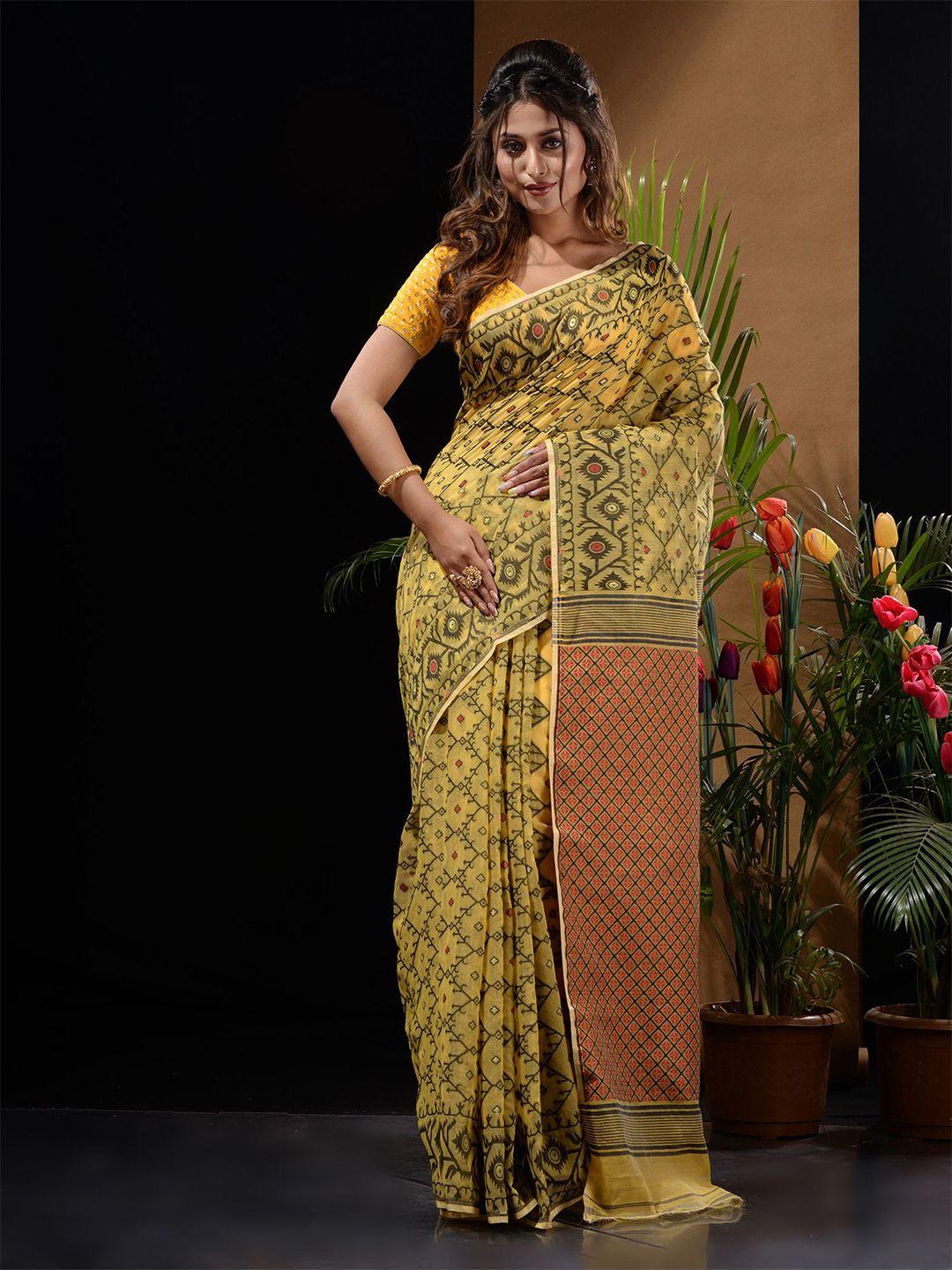 charukriti silk cotton jamdani saree