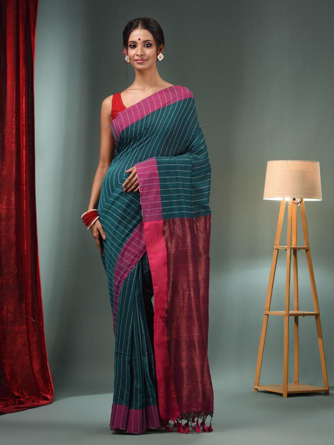 charukriti striped pure cotton saree