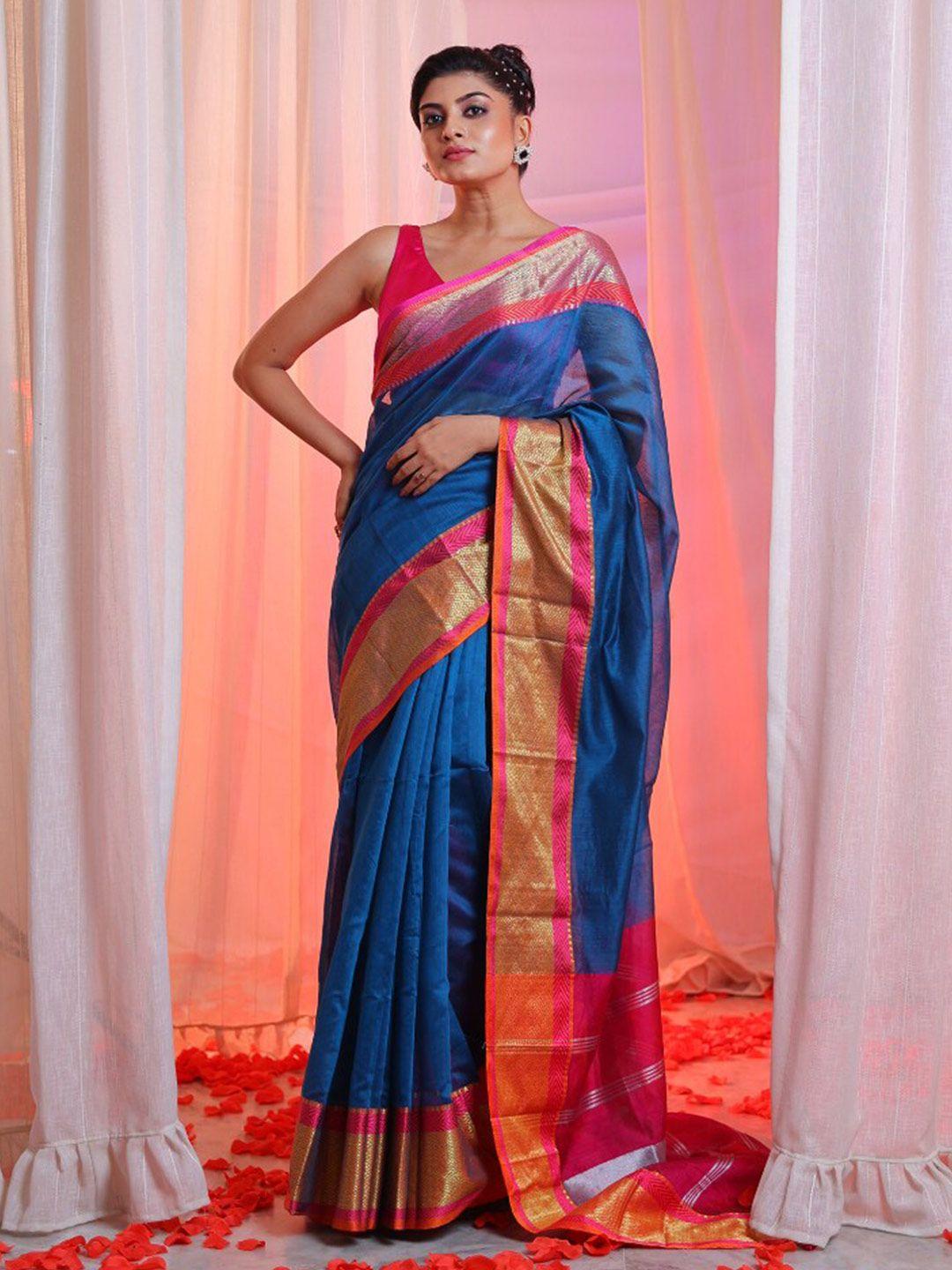 charukriti striped zari silk cotton saree