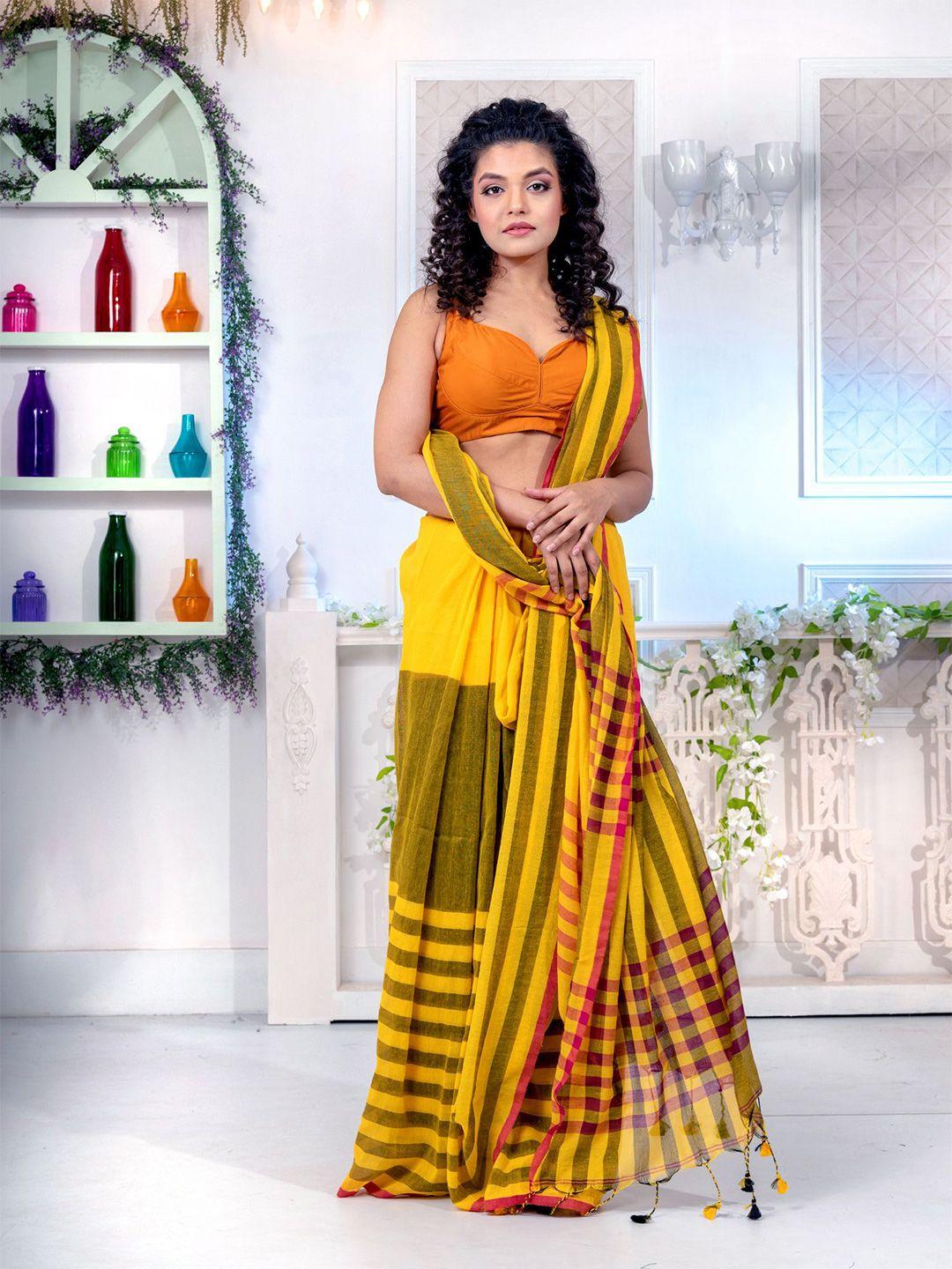 charukriti women yellow sarees