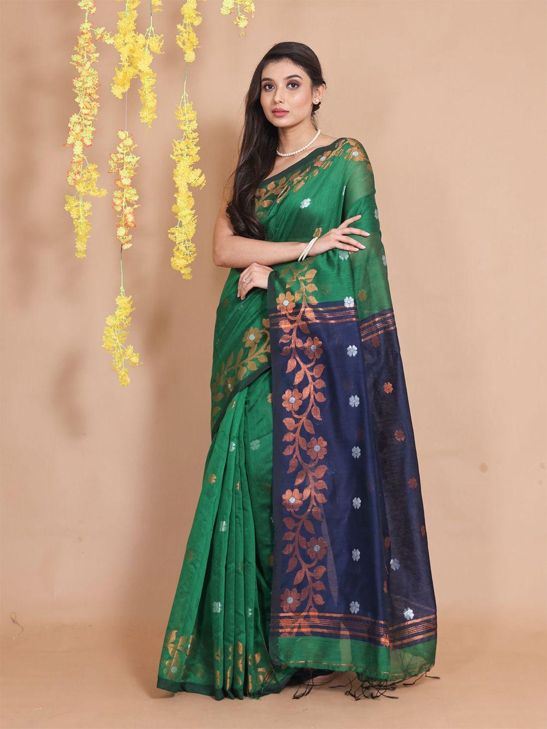 charukriti  blue woven design zari saree