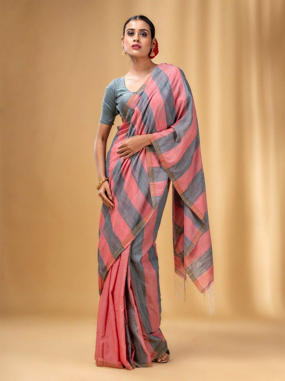 charukriti  striped pure cotton saree