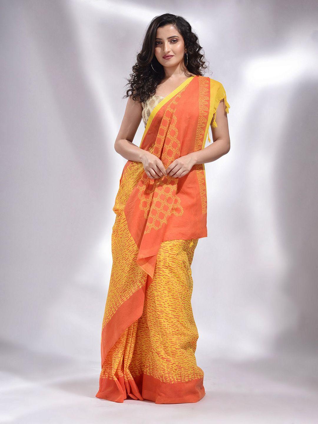 charukriti abstract printed pure cotton saree