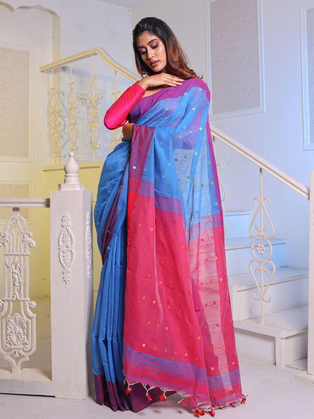 charukriti blue & pink embellished saree