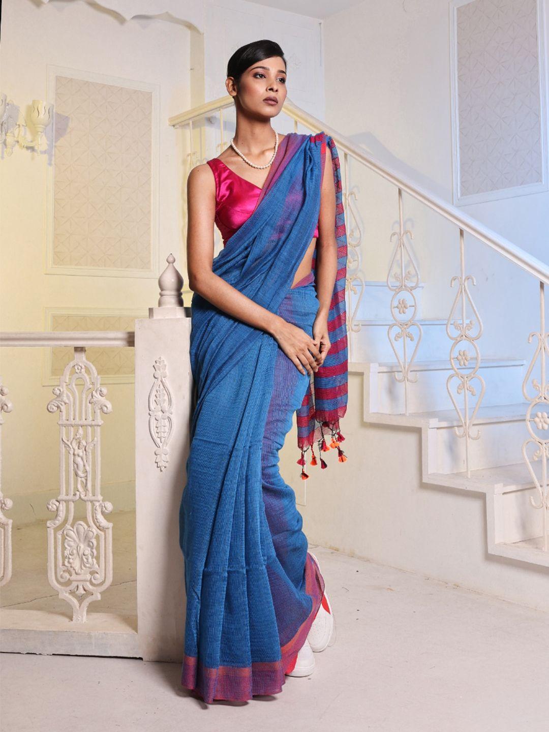 charukriti blue & red saree