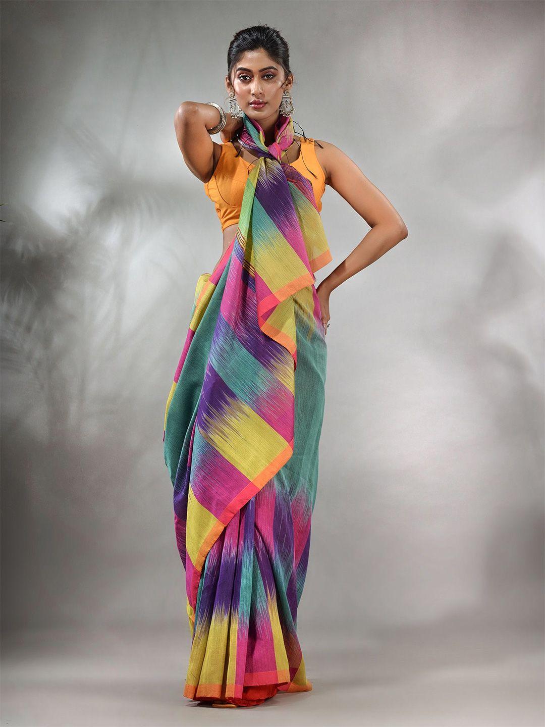 charukriti colourblocked ikat saree