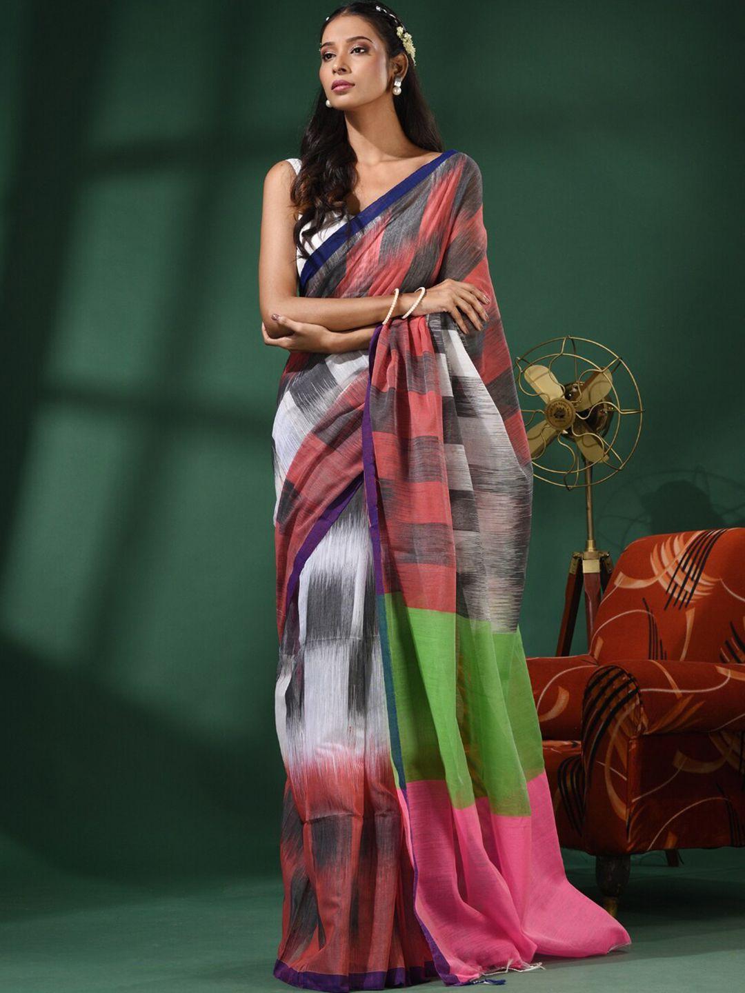 charukriti colourblocked ikat saree