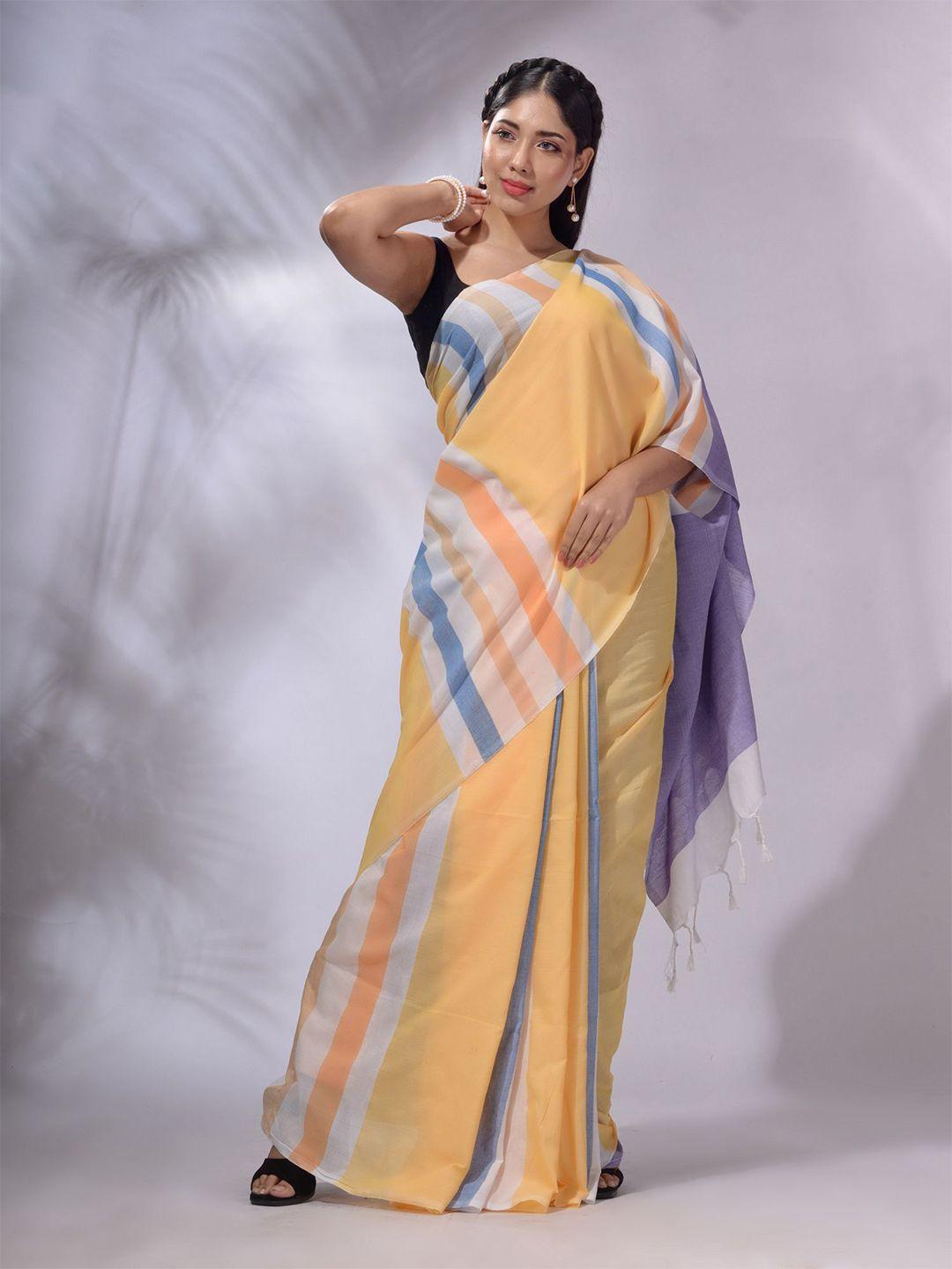 charukriti colourblocked pure cotton saree