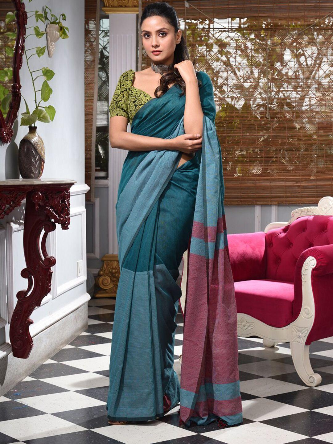 charukriti colourblocked pure cotton saree