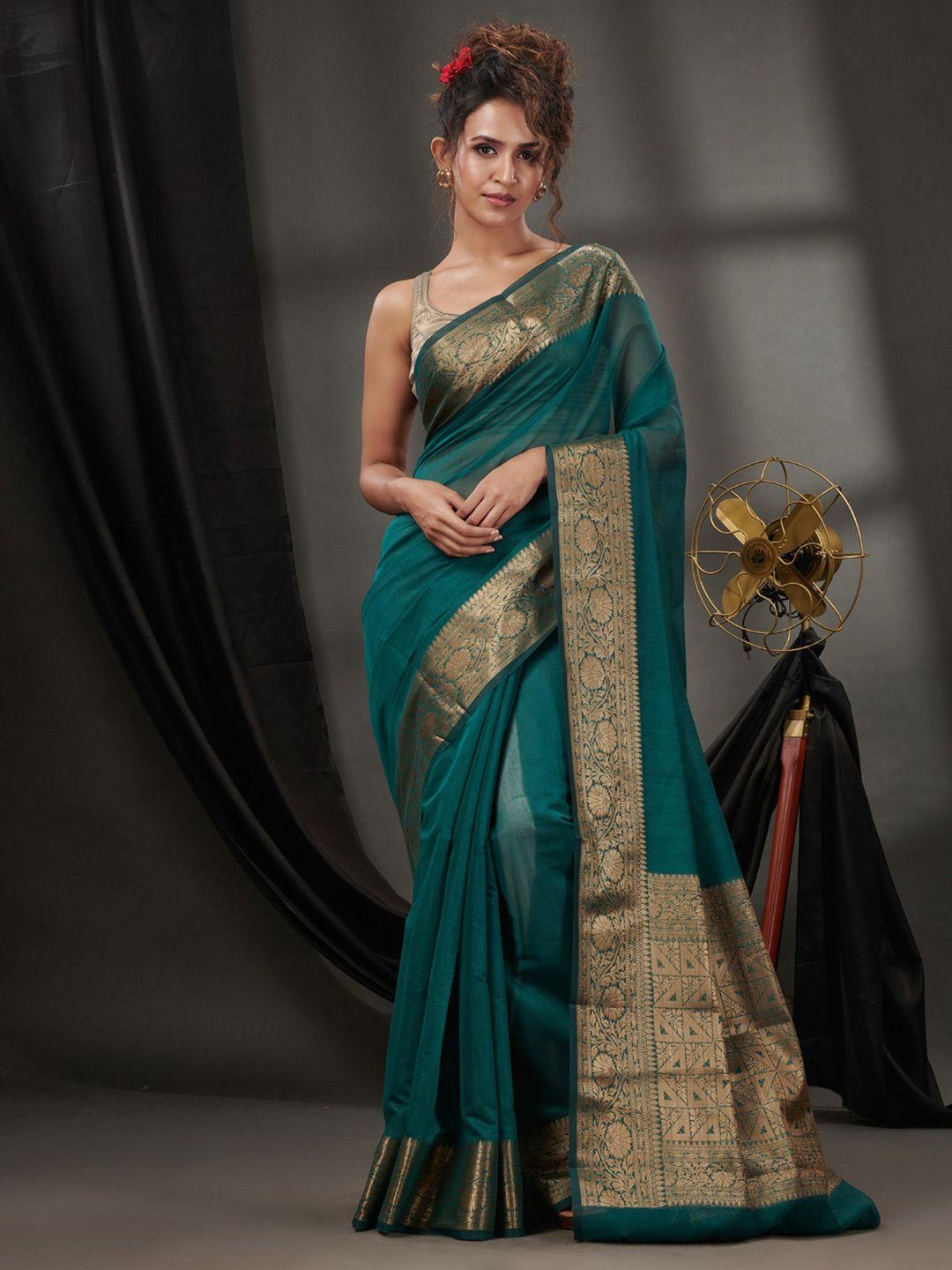 charukriti cotton blend zari saree