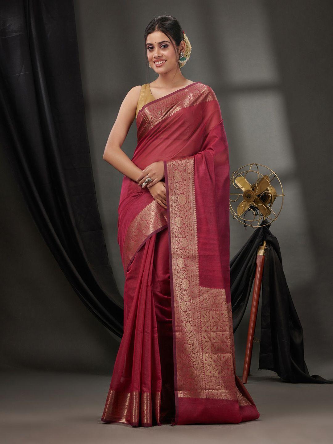 charukriti cotton blend zari saree