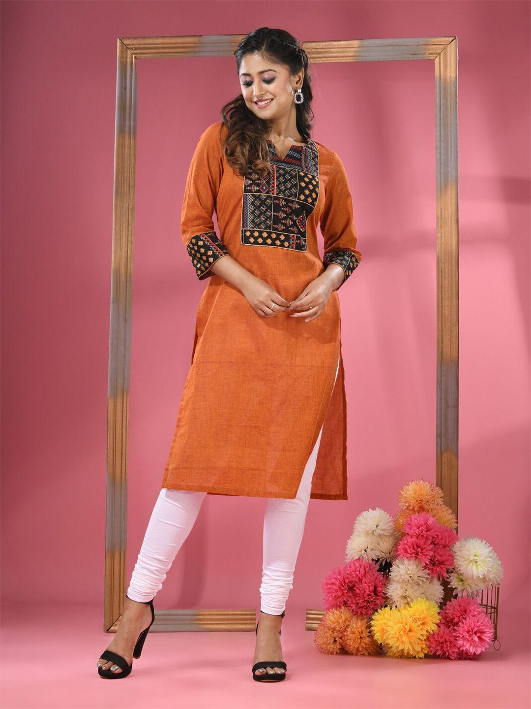 charukriti cotton floral embroidered kurta