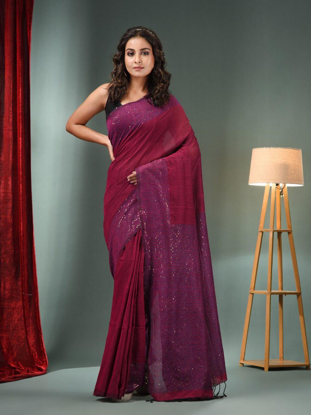 charukriti embellished pure cotton saree