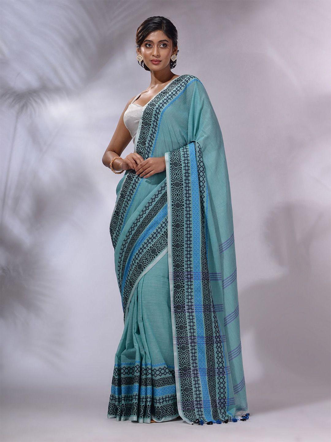 charukriti embroidered pure cotton handloom saree