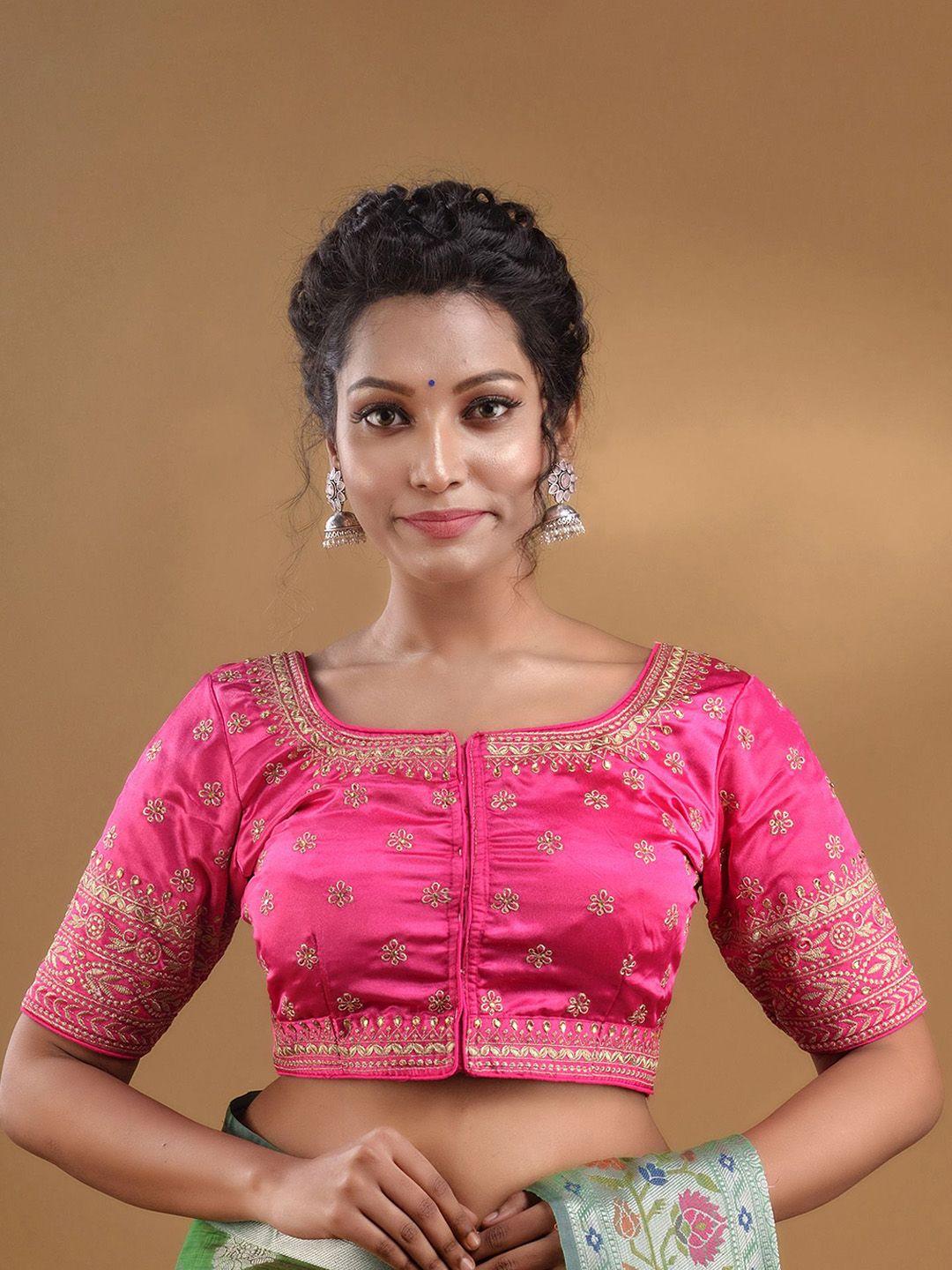 charukriti embroidered short sleeves saree blouse