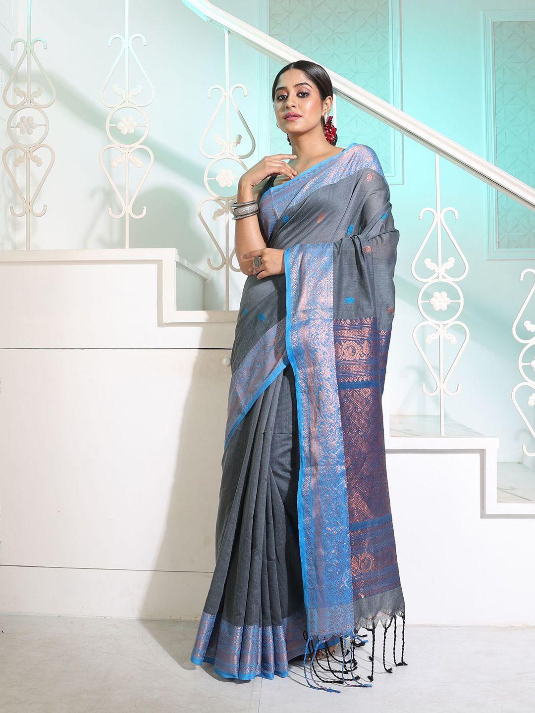 charukriti ethnic motif woven design zari pure cotton saree